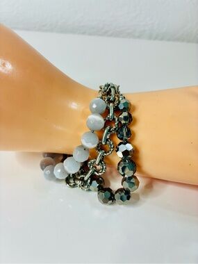 White House Black Market Gray and Black Multi-Row Interchangeable Bracelet EUC